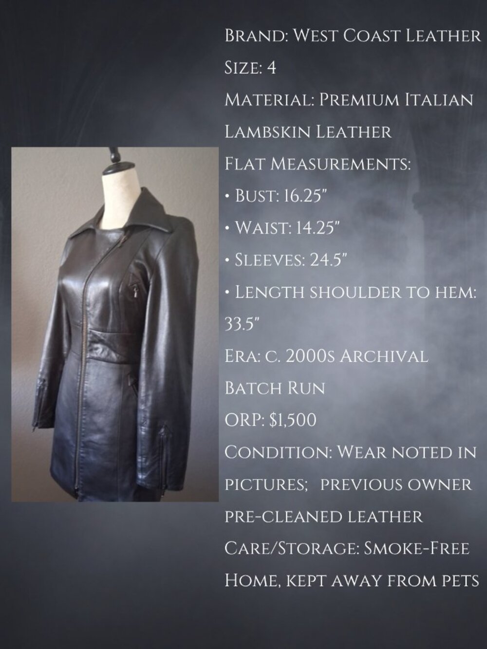 🪦 West Coast Leather Archival Rock Star Motorcycle Mini Dress Size 4 🪦